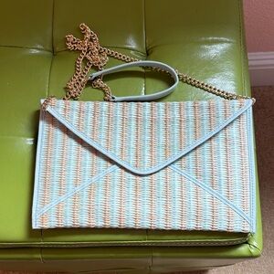 Talbots Pastel Woven Envelope Clutch with Gold Chain